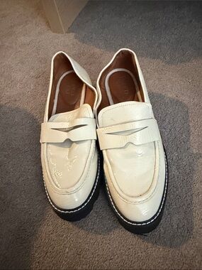Franco Sarto Cream Patent Penny Loafers
